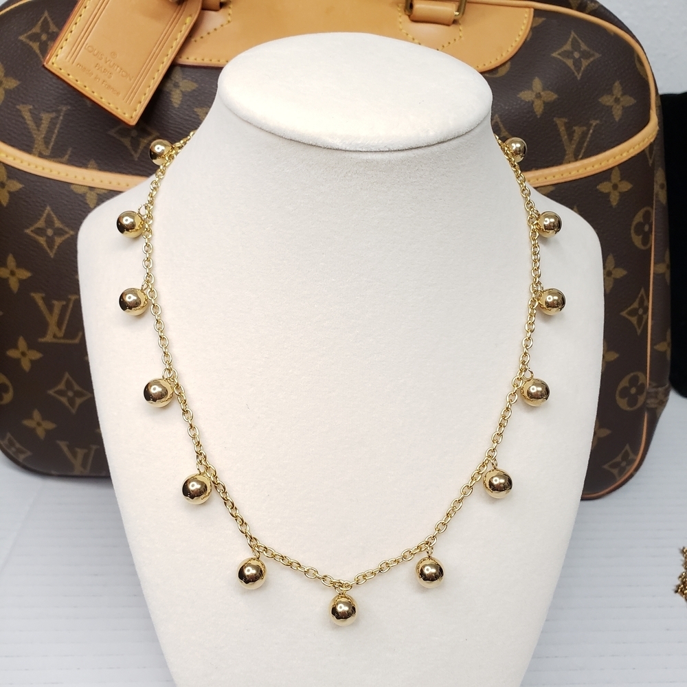 Stainless Steel Gold Plated Beads Ball Pendant Necklace 5-100525